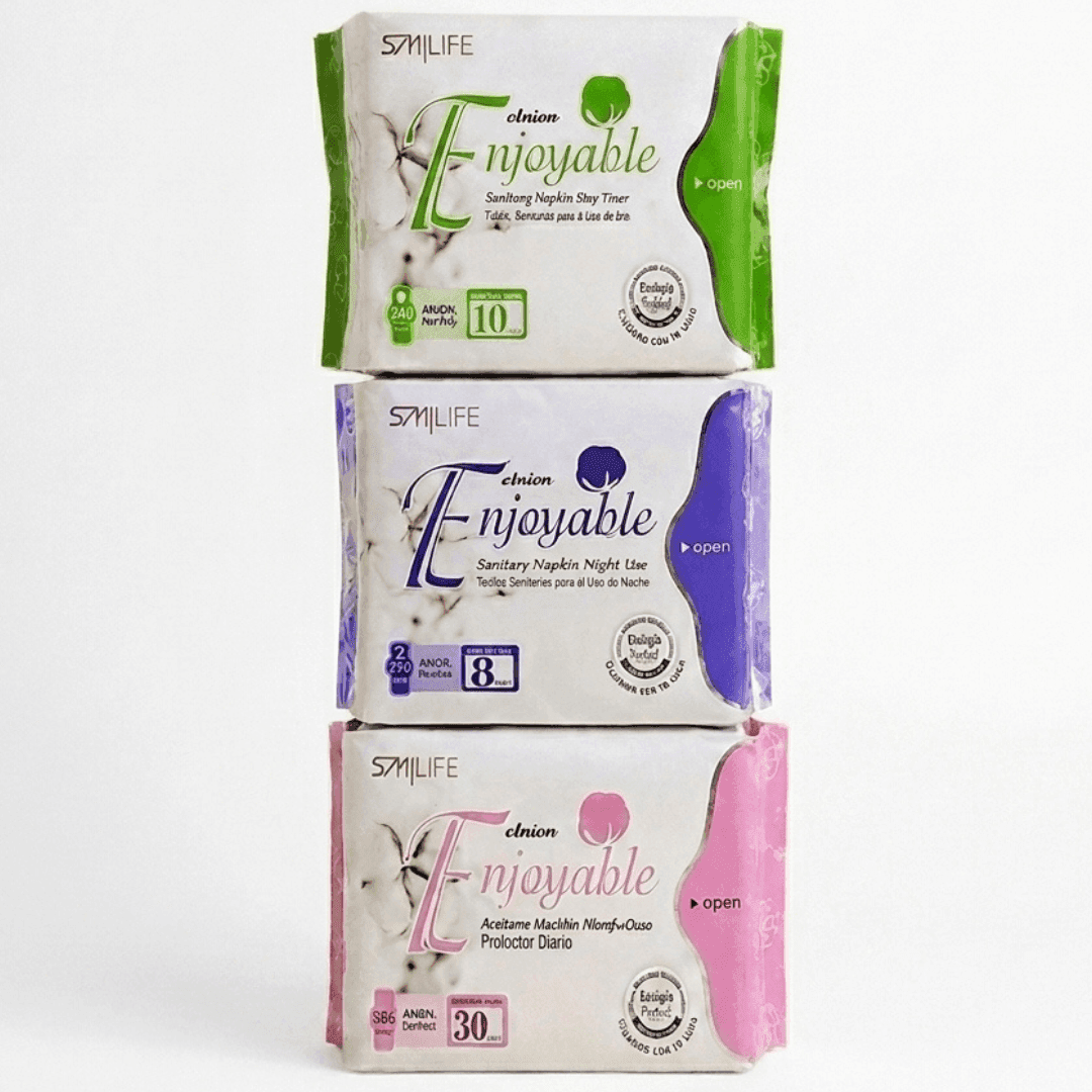 Toallas Higiénicas Enjoyable con Anion y Turmalina Pack Día, Noche y Protectores Diarios